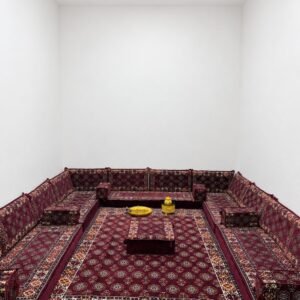 Lasarga Burgundy Majlis, burgundy Arabic majlis floor sofa