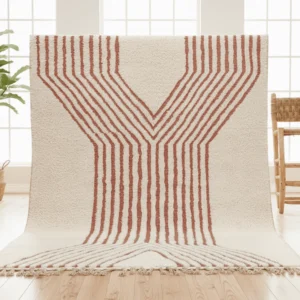 Beni Ourain Style Wool Rug – Ivory & Terracotta Geometric