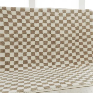 Tazrirt Moroccan Area Rug – Beige & Ivory Checkerboard – Handmade Wool
